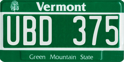 VT license plate UBD375