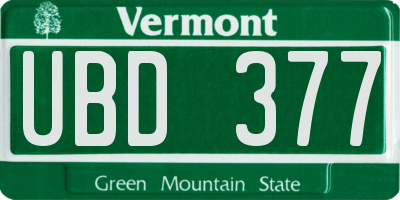 VT license plate UBD377