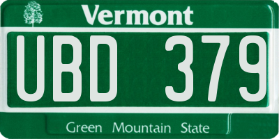 VT license plate UBD379