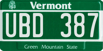 VT license plate UBD387