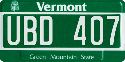 VT license plate UBD407