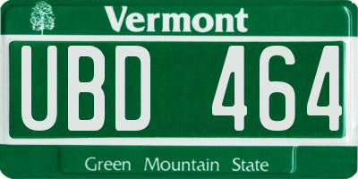 VT license plate UBD464