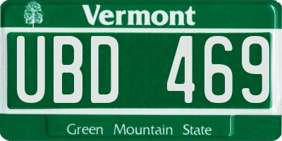 VT license plate UBD469