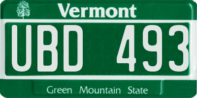 VT license plate UBD493