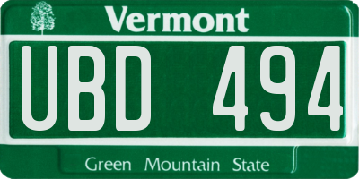 VT license plate UBD494