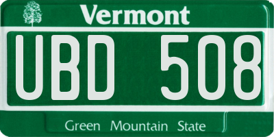 VT license plate UBD508
