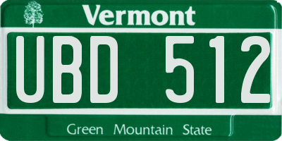 VT license plate UBD512