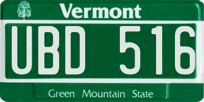 VT license plate UBD516