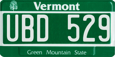 VT license plate UBD529