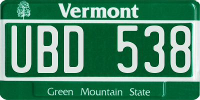 VT license plate UBD538