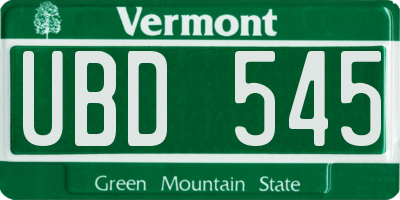 VT license plate UBD545