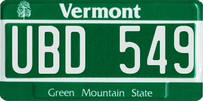 VT license plate UBD549