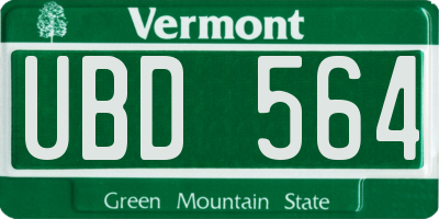 VT license plate UBD564