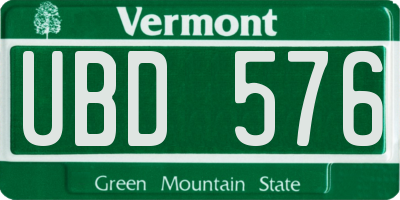 VT license plate UBD576