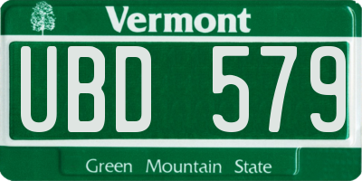 VT license plate UBD579
