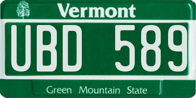 VT license plate UBD589
