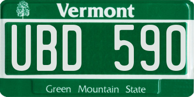 VT license plate UBD590