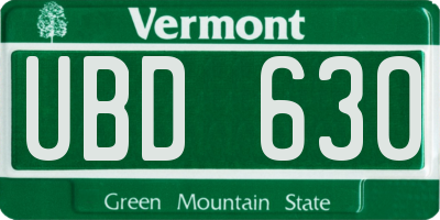 VT license plate UBD630
