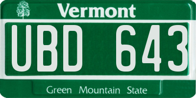 VT license plate UBD643