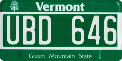 VT license plate UBD646