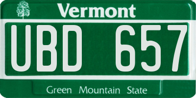 VT license plate UBD657
