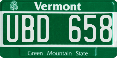 VT license plate UBD658