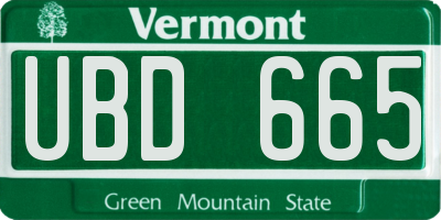 VT license plate UBD665