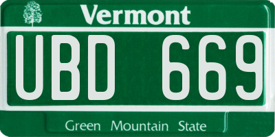 VT license plate UBD669