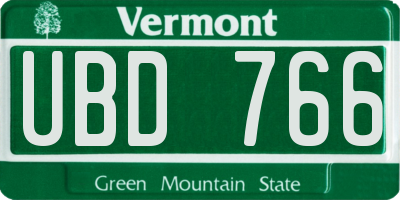 VT license plate UBD766