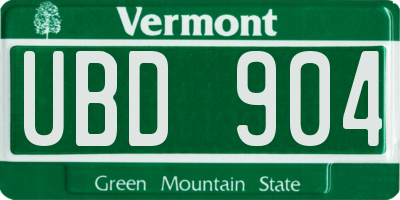 VT license plate UBD904