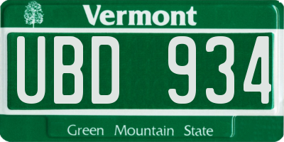 VT license plate UBD934