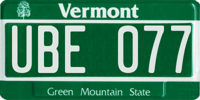 VT license plate UBE077