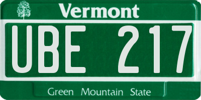 VT license plate UBE217