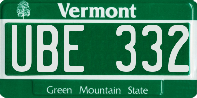 VT license plate UBE332
