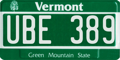 VT license plate UBE389