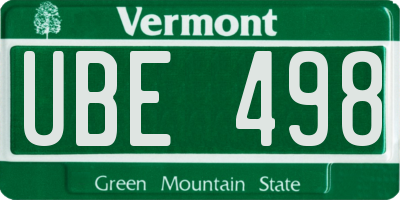 VT license plate UBE498