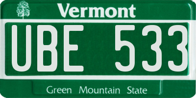 VT license plate UBE533
