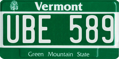 VT license plate UBE589