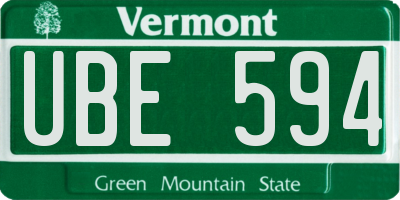 VT license plate UBE594