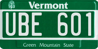 VT license plate UBE601