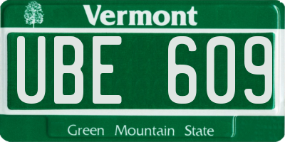 VT license plate UBE609