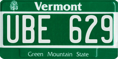 VT license plate UBE629