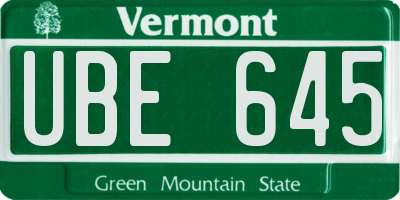 VT license plate UBE645