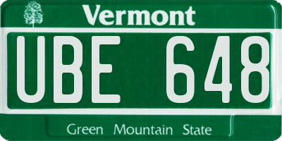 VT license plate UBE648