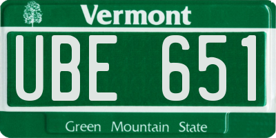 VT license plate UBE651