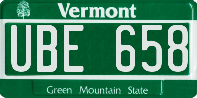VT license plate UBE658