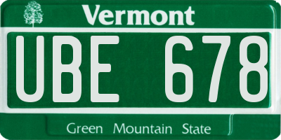 VT license plate UBE678