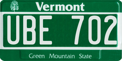 VT license plate UBE702