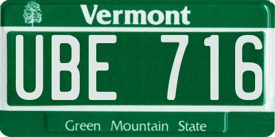 VT license plate UBE716