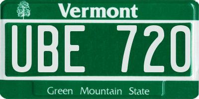 VT license plate UBE720